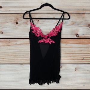 Dream girl lace sheer sexy pink black lingerie baby doll night dress